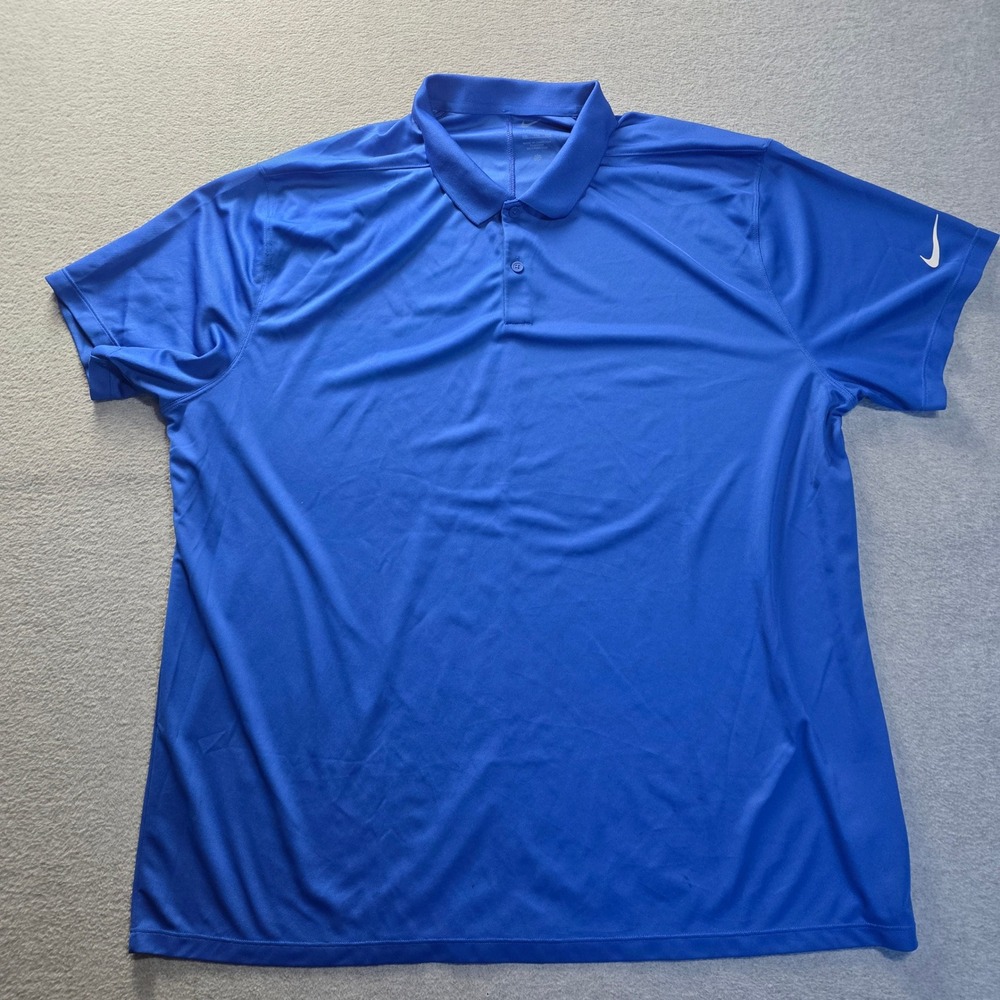 Nike Golf Polo Shirt Mens XXL Royal Blue Dri-FIT Short Sleeve Performance Swoosh